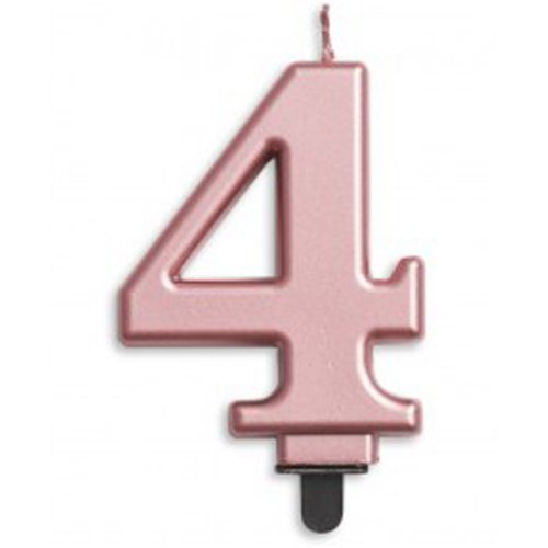 (image for) Jumbo Number 4 Candle Rose Gold - Click Image to Close